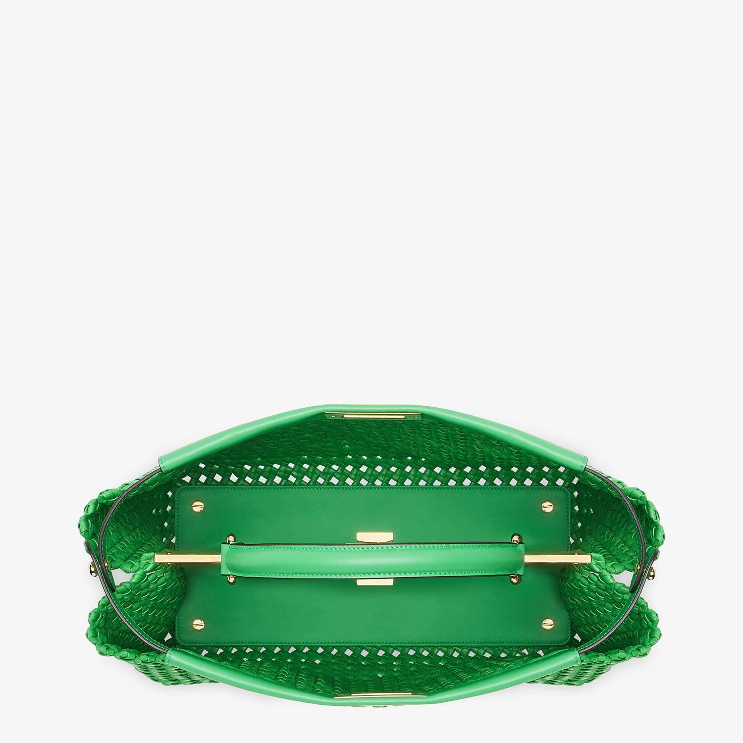 Green leather interlace bag - 5