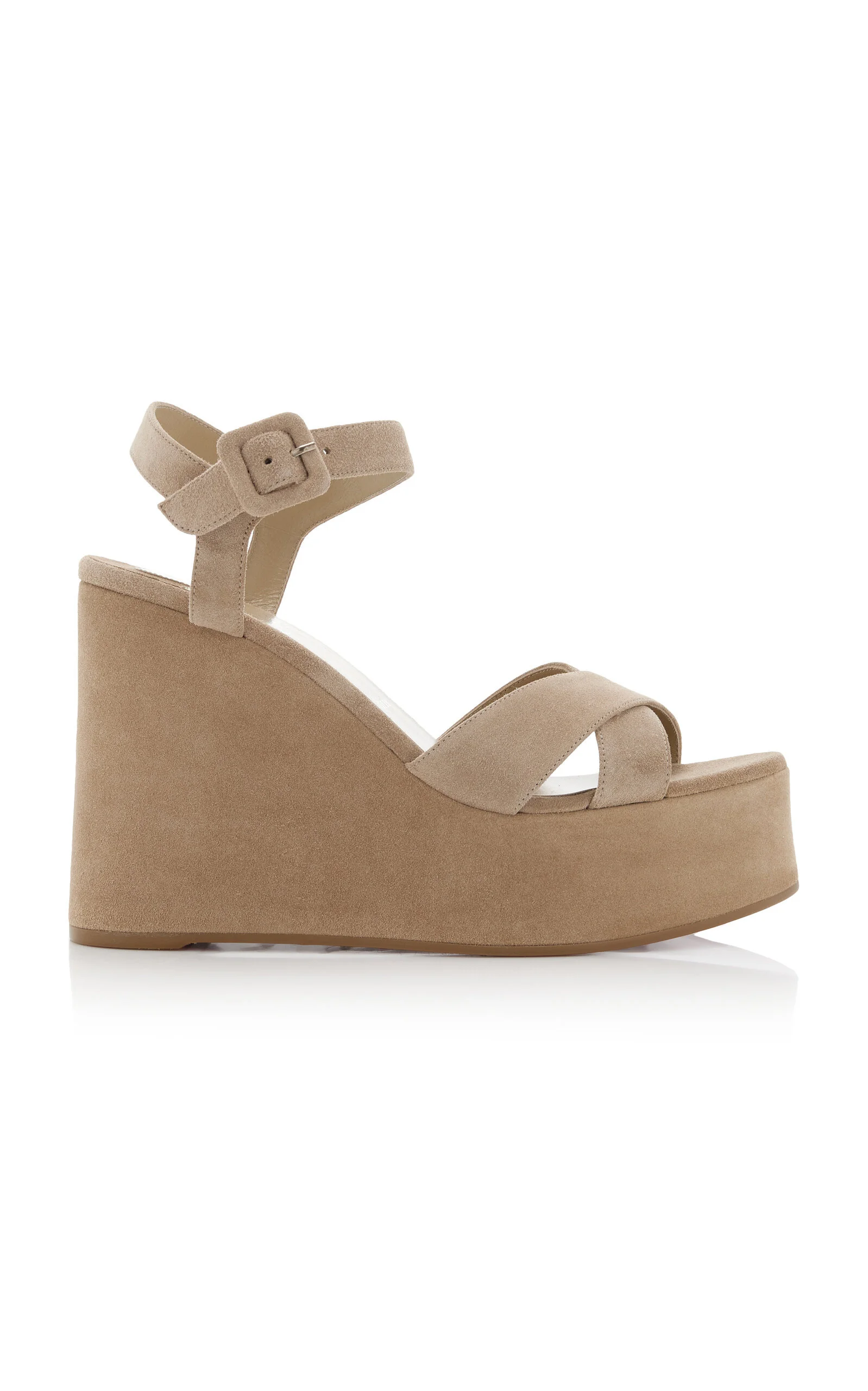 Supramariza 130mm Suede Platform Wedge Sandals ivory - 1