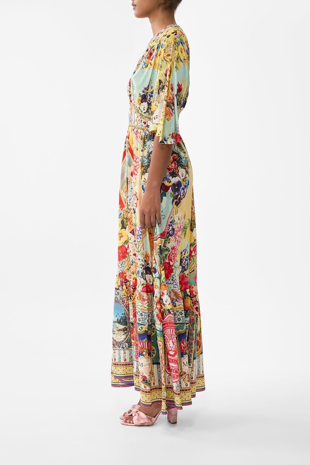 WAISTED DRESS WITH HEM RUFFLE - 4