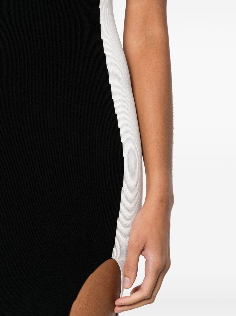 logo-embroidered ribbed dress - 5