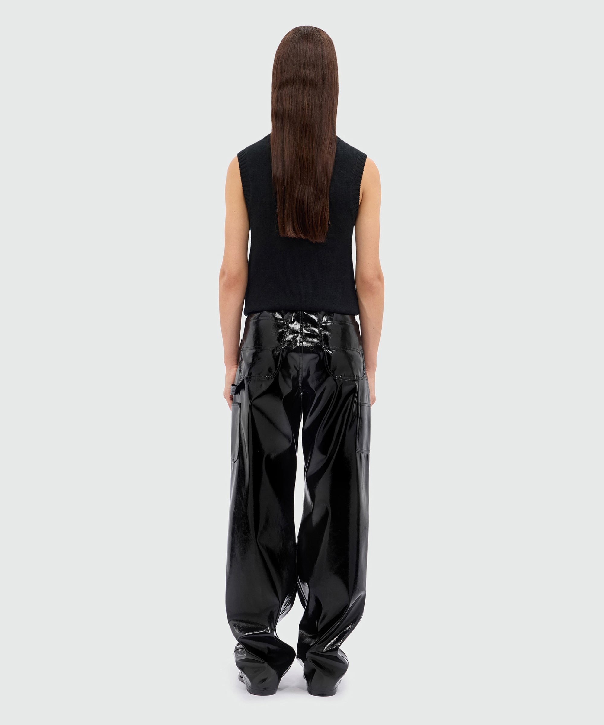 Black vinyl baggy trousers - 3