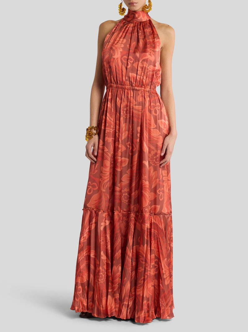 Etro PEAU D'ANGE SILK MAXI DRESS WITH FLOWER AND BEE MOTIF outlook