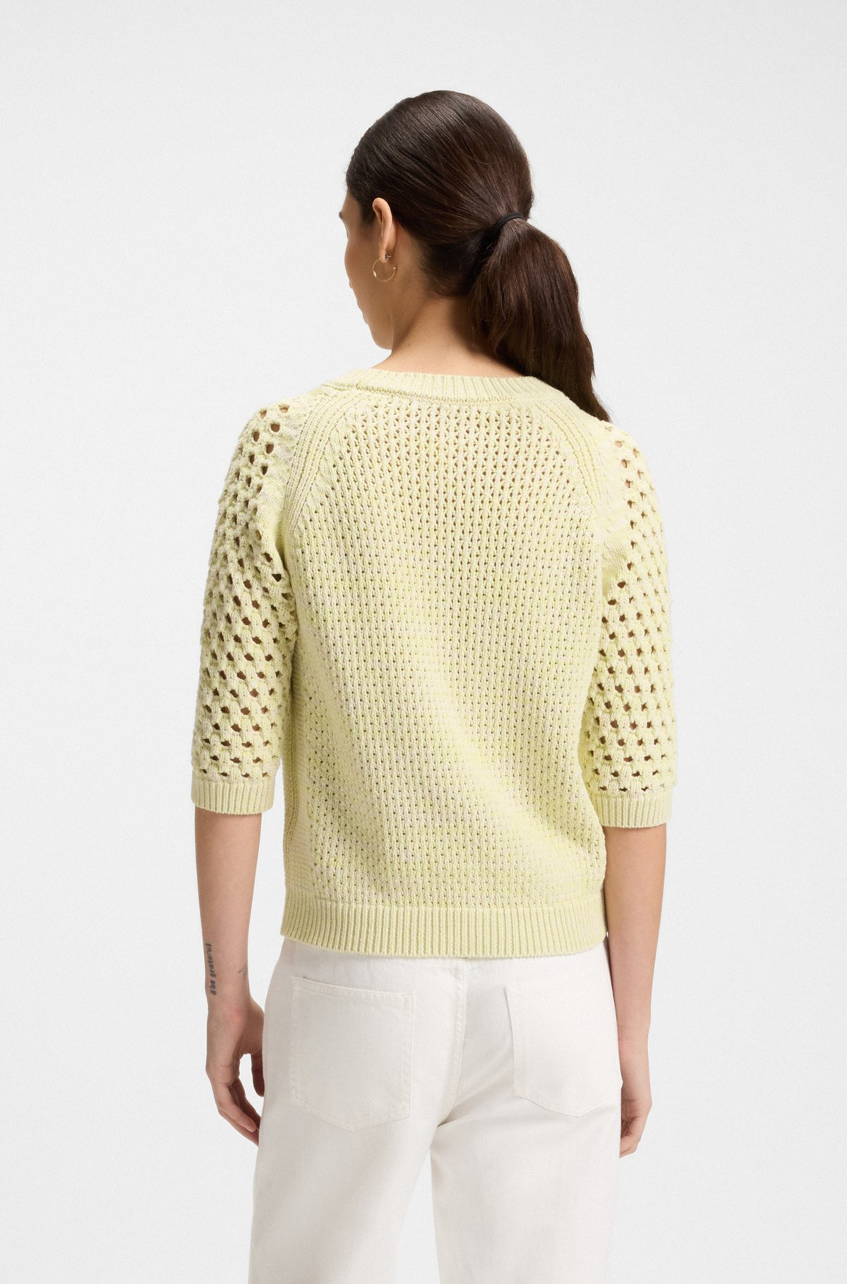 SWEATER WITH MIXED KNITS - 4