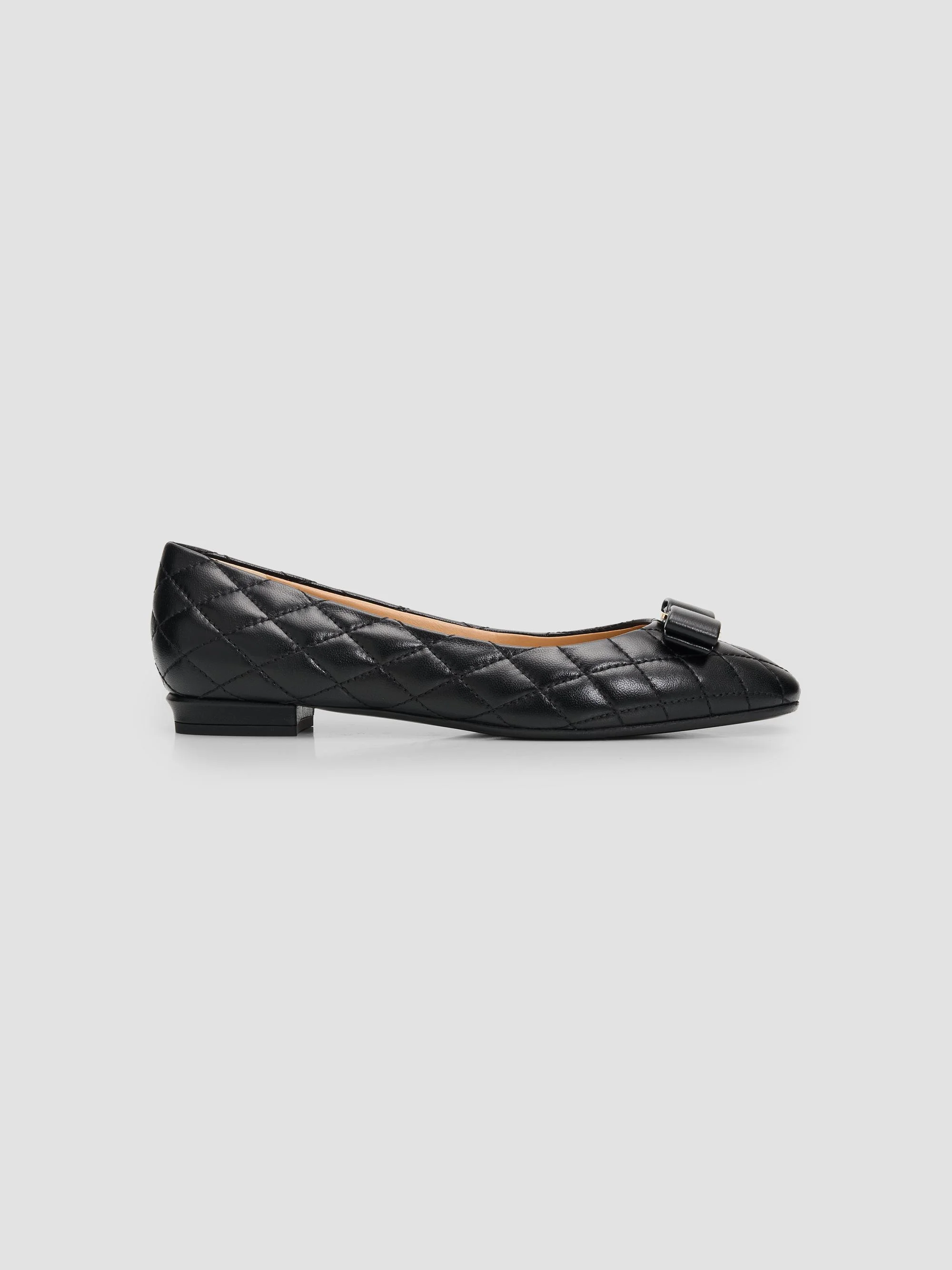 Women's Varina Quilted Leather Ballet Flats - Nero Biscotto - 1