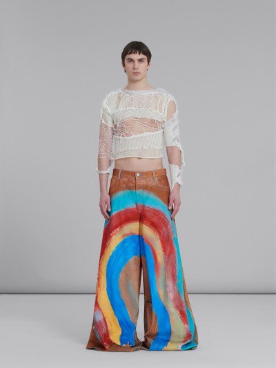 Marni WIDE 5 POCKET TROUSERS IN DENIM WITH RAINBOW PRINT outlook