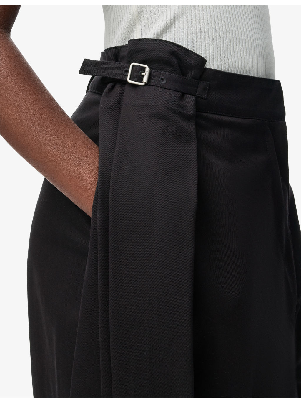 Draped Wide-Leg Cotton-Silk Trousers - 5