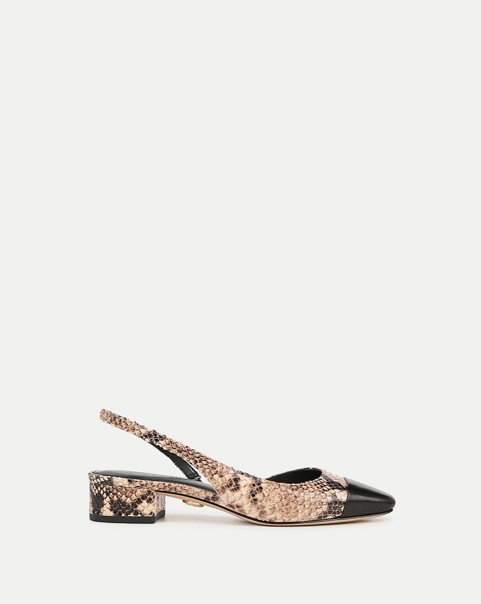 CECILE SNAKESKIN-EMBOSSED SLINGBACK - 1