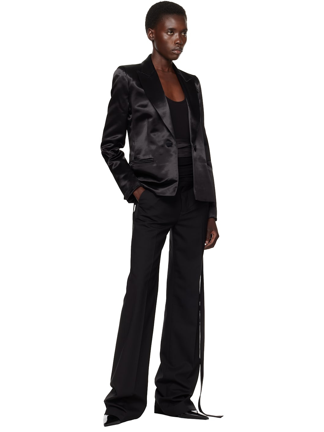 Black S-Breasted Blazer - 4