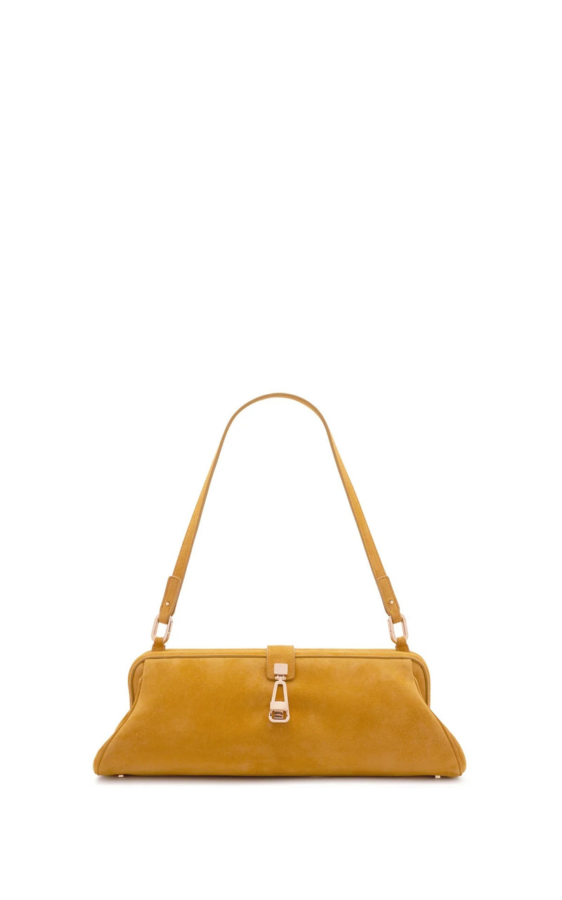 Paola Clutch in Golden Birch Suede 3