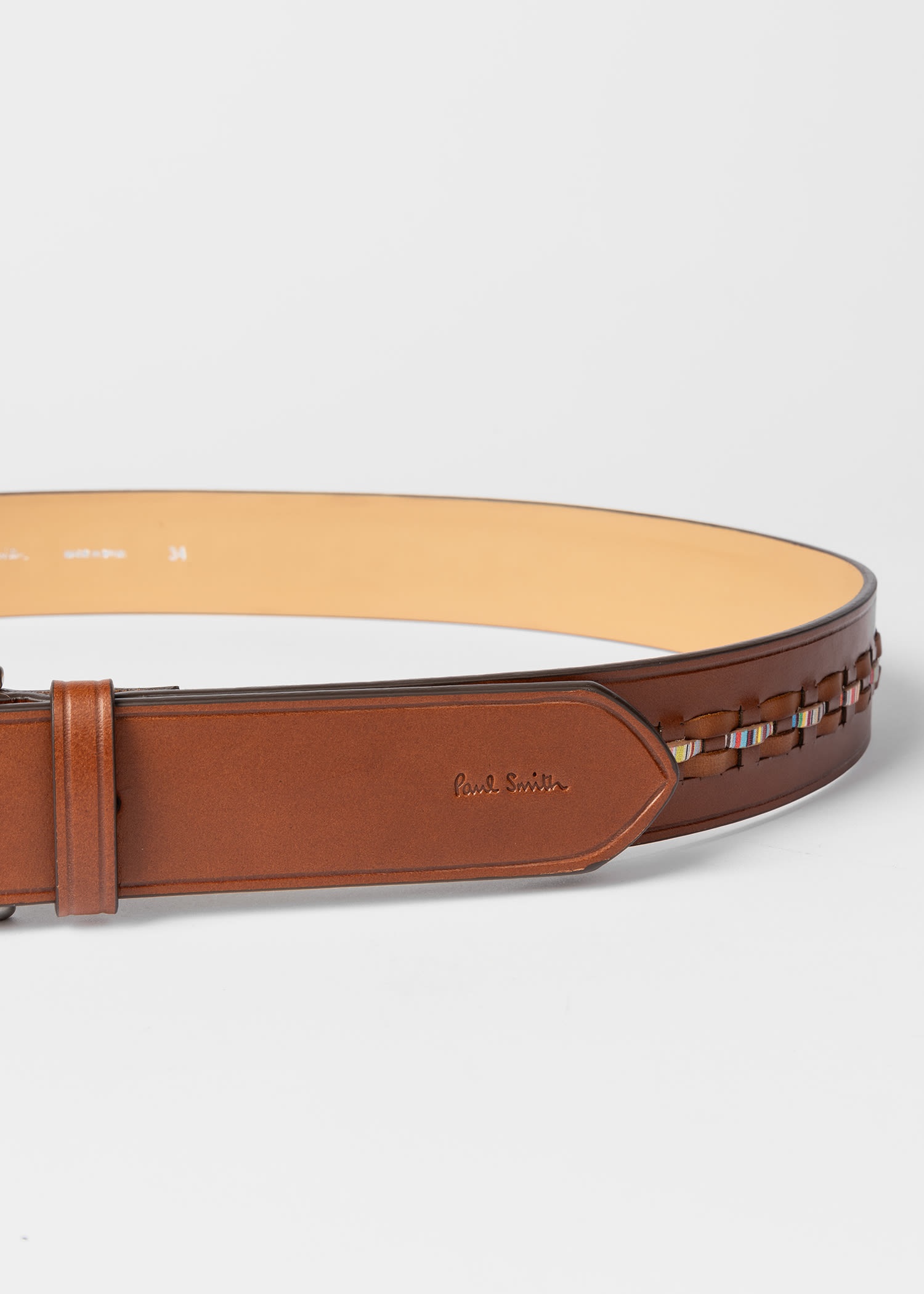 Leather Signature Stripe Weave Belt - 3
