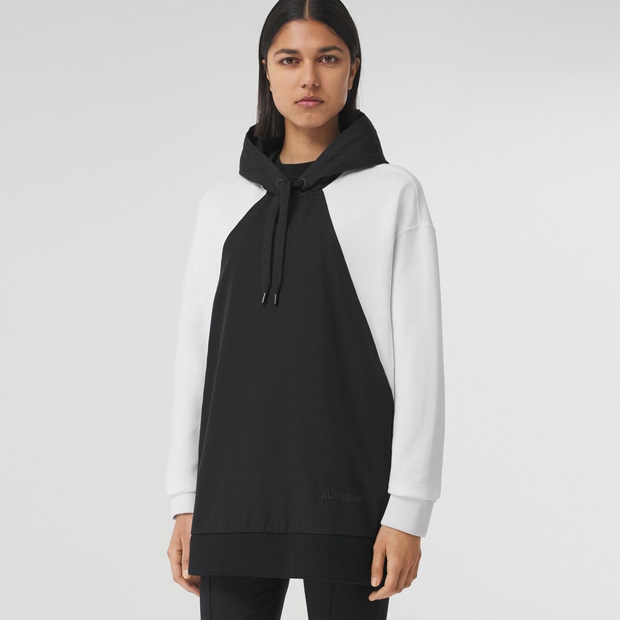 Geometric Panel Cotton Oversized Hoodie - 2