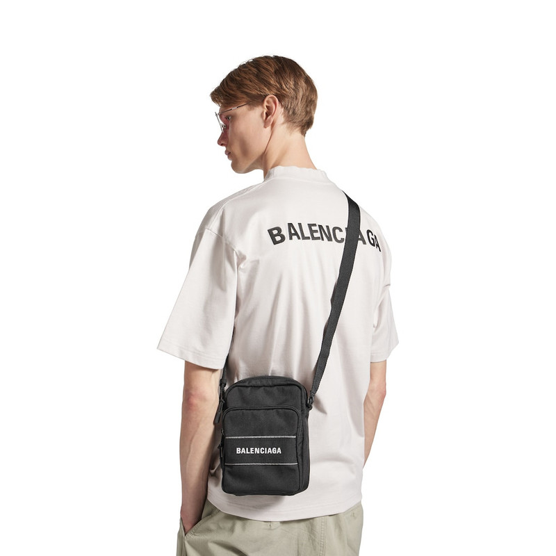 BALENCIAGA Men's Sport Small Messenger Bag in Black/white outlook