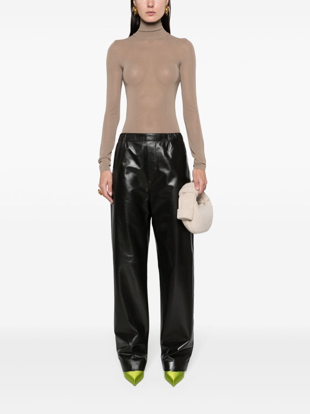 straight-leg leather trousers - 2