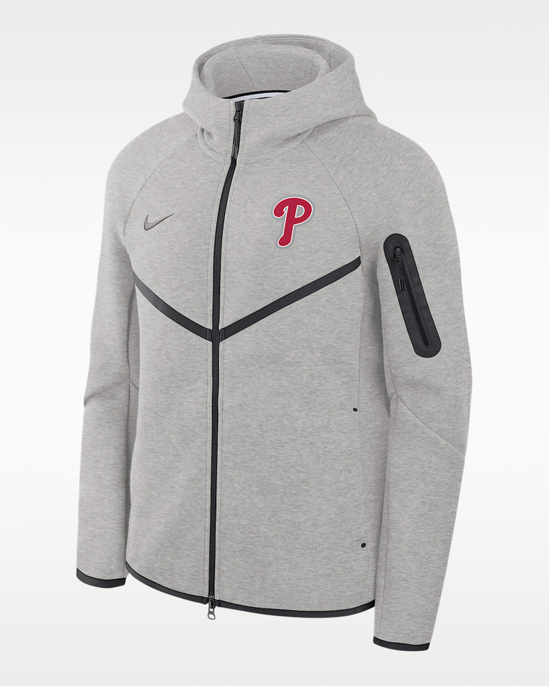 Philadelphia Phillies Tech Fleece Windrunner Men's Nike MLB Full-Zip Hooded Jacket 1