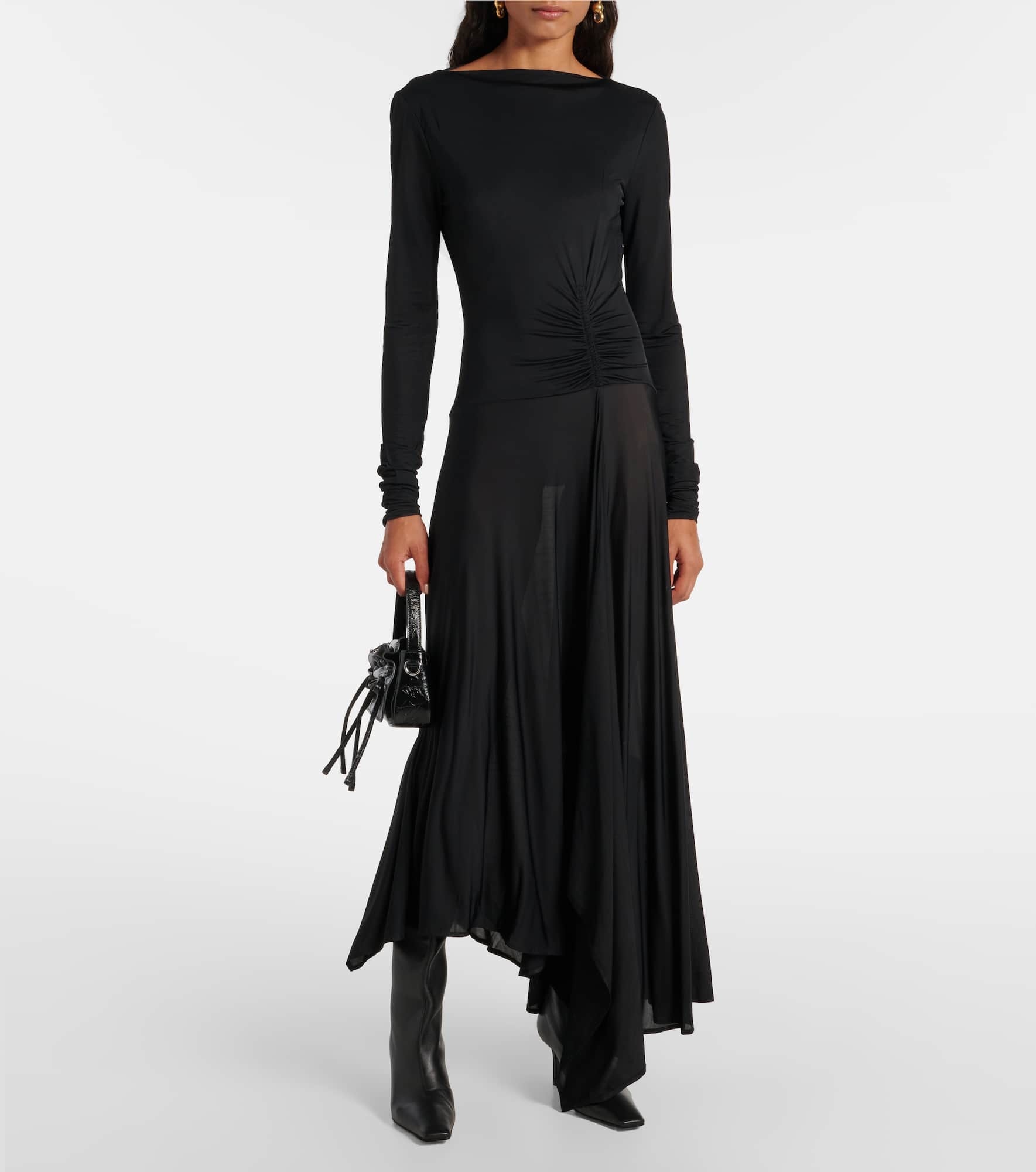 Gathered asymmetric maxi dress - 2