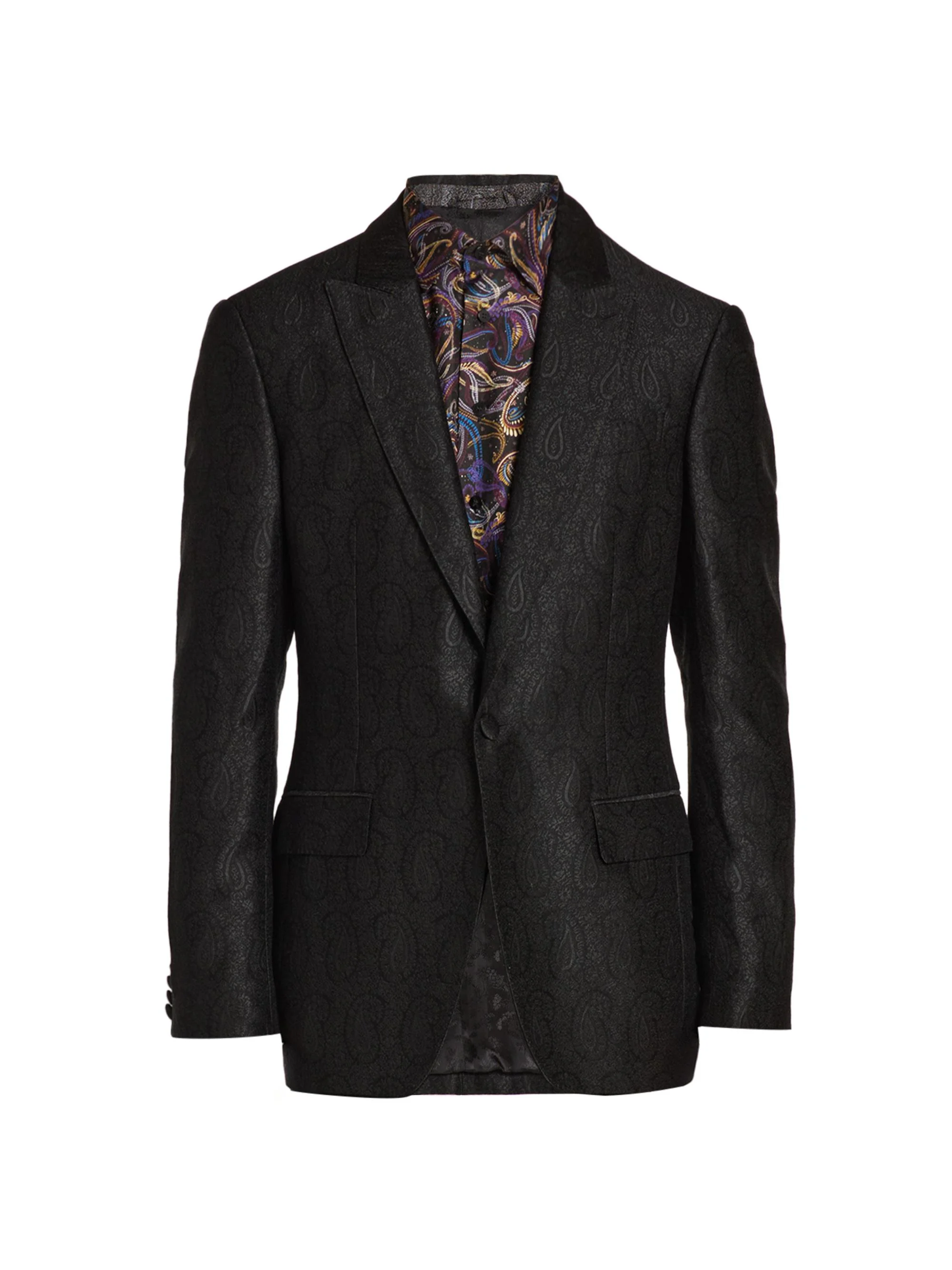 Men's Fuji All-Over Paisley Evening Jacket - Black - 1