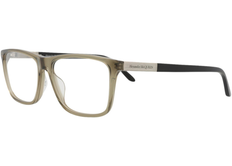 Alexander McQueen Alexander McQueen Square-Frame Acetate Optical Frames Green Silver Transparent (AM0323O-30010869-003 outlook