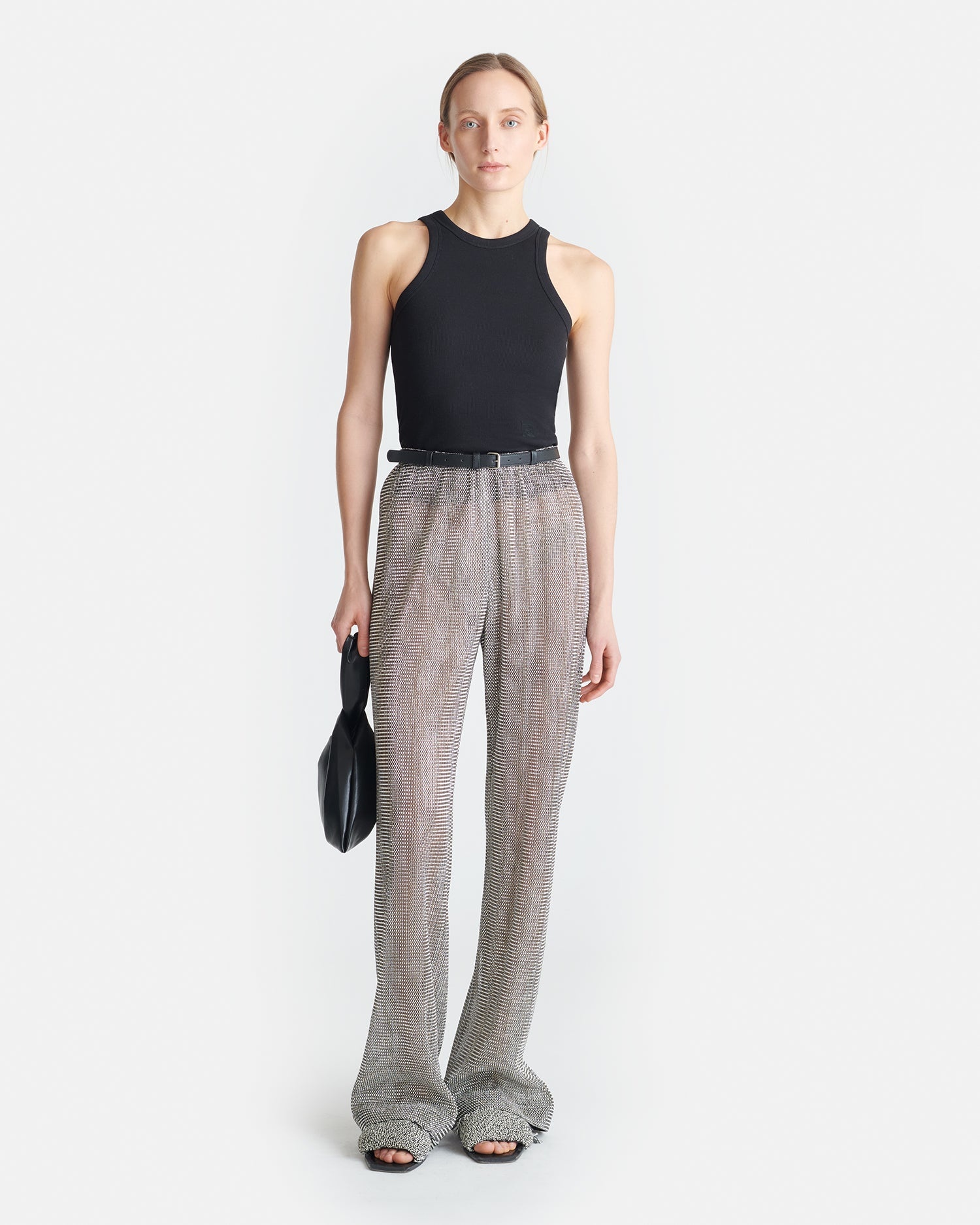 Leather-Trimmed Metallic Pants - 2