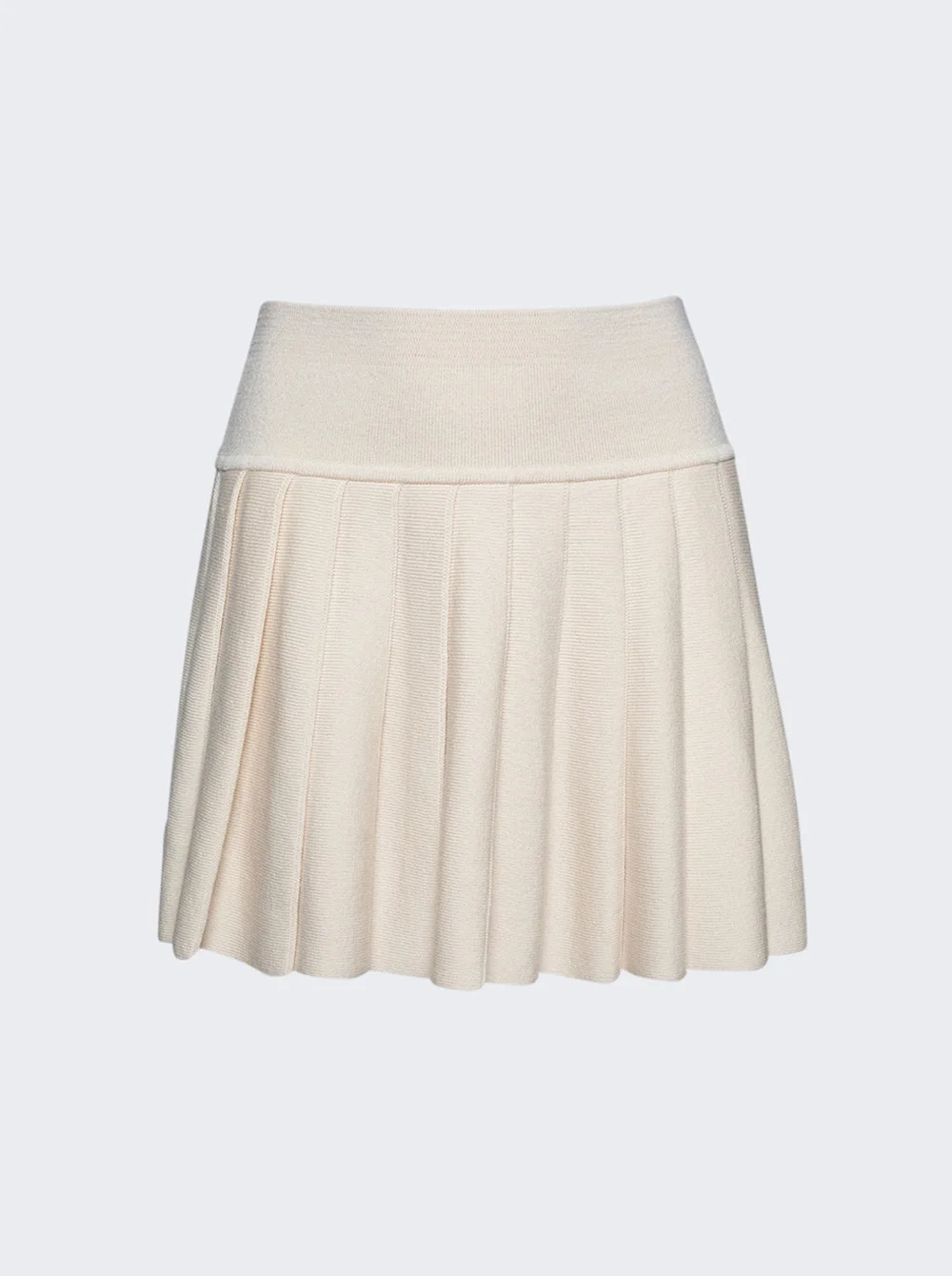 Heritage Pleated Wool Mini Skirt Cream - 1