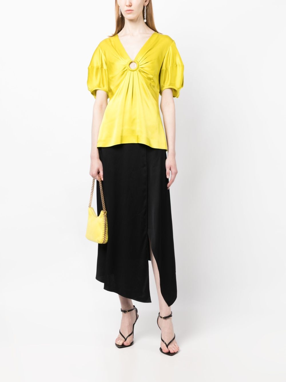 asymmetric high-waisted midi skirt - 2