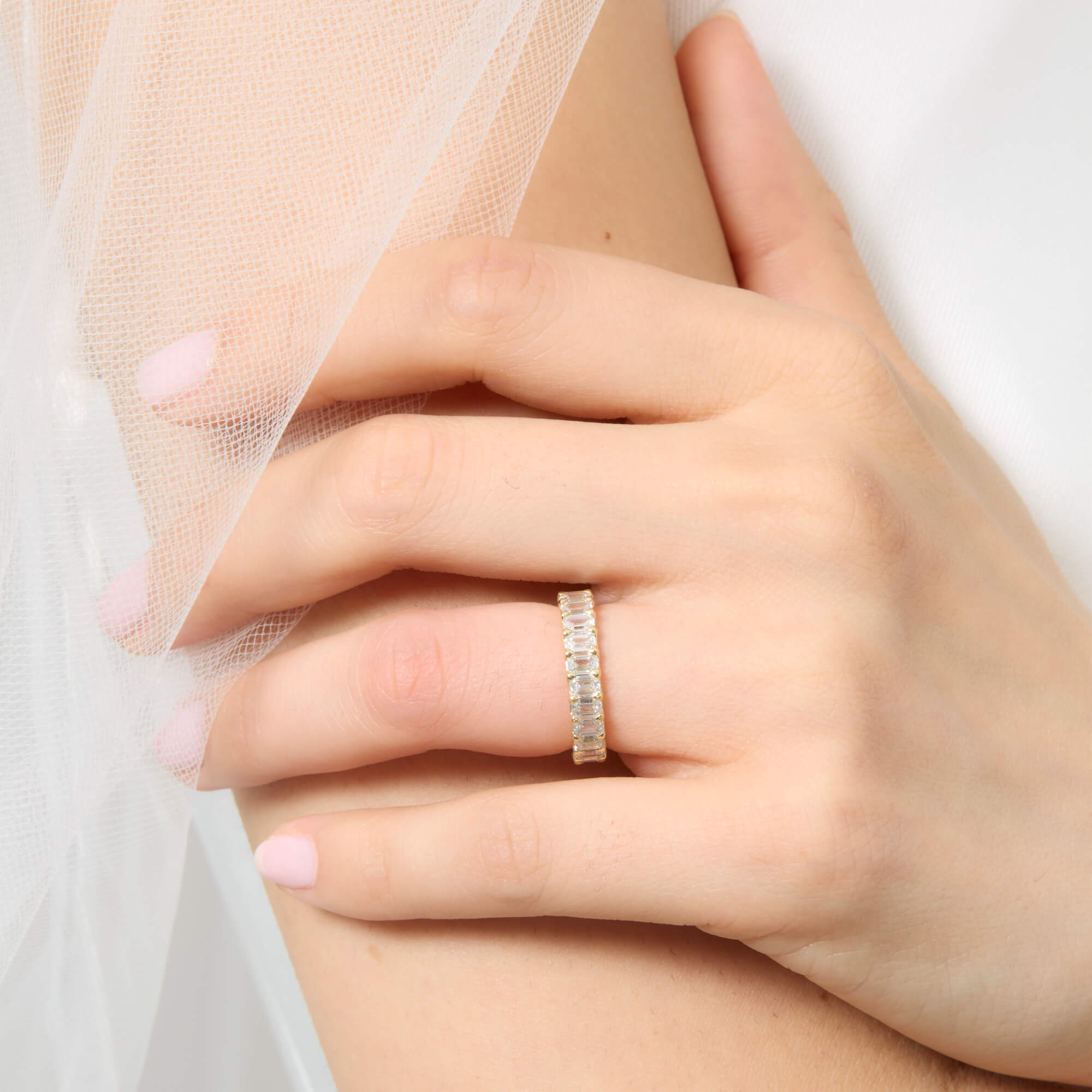 LAB-Created Emerald Cut Eternity Band - 7