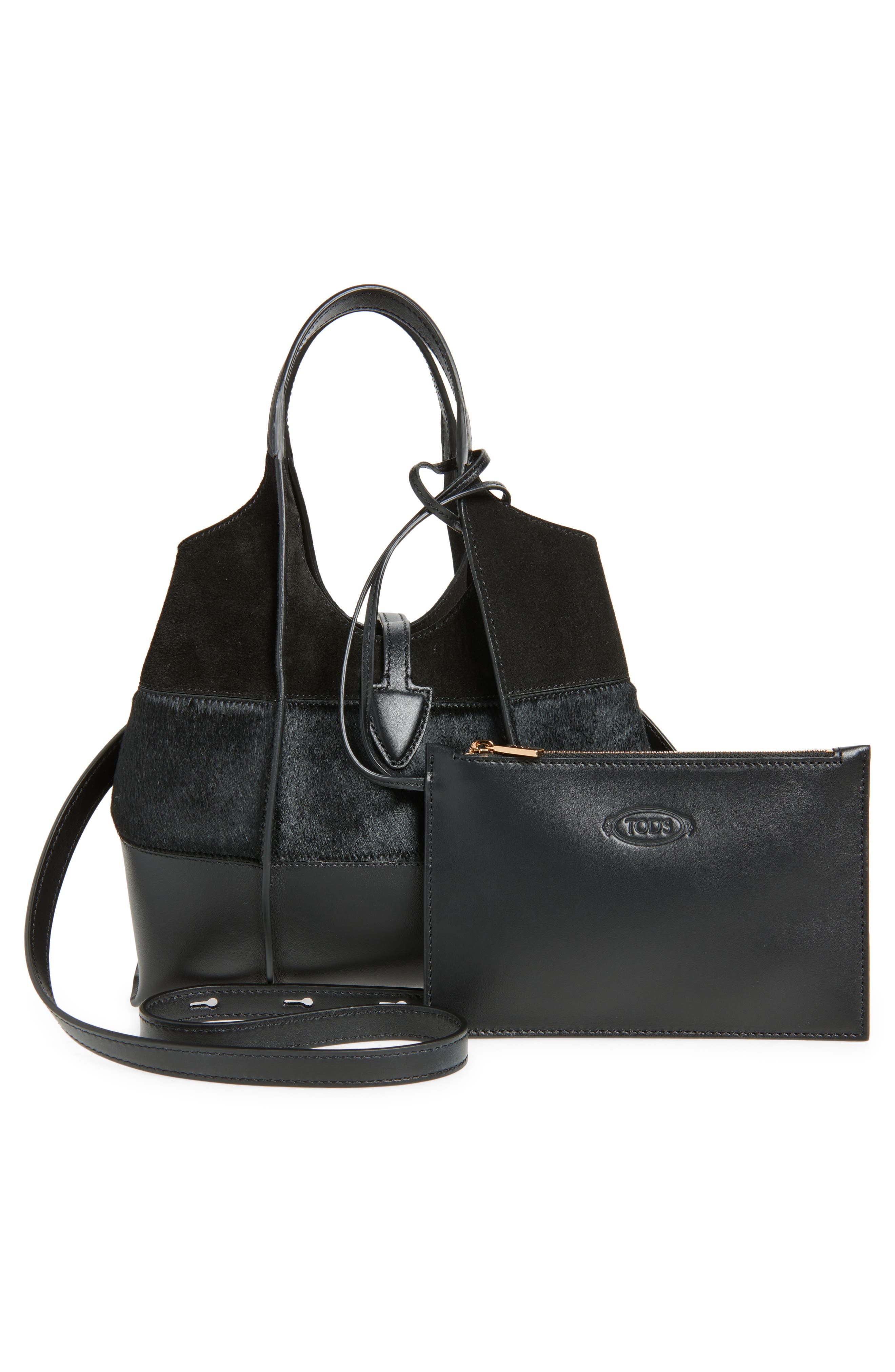 Tod's Mini T Timeless Mixed Media Tote in Nero at Nordstrom - 4