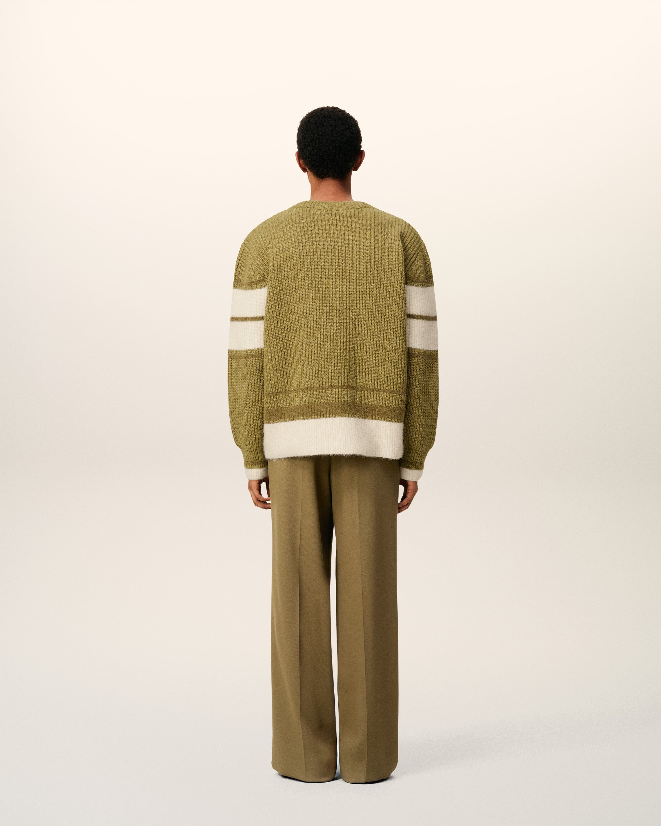 GREEN WOOL COLLEGE SWEATER - 5