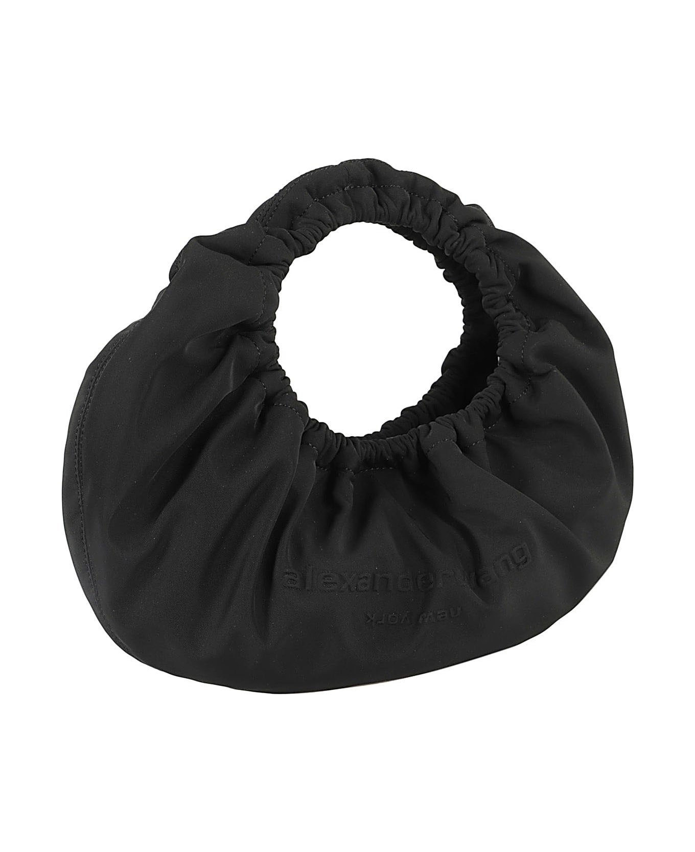 Black Fabric Crescent Small Handbag - 2