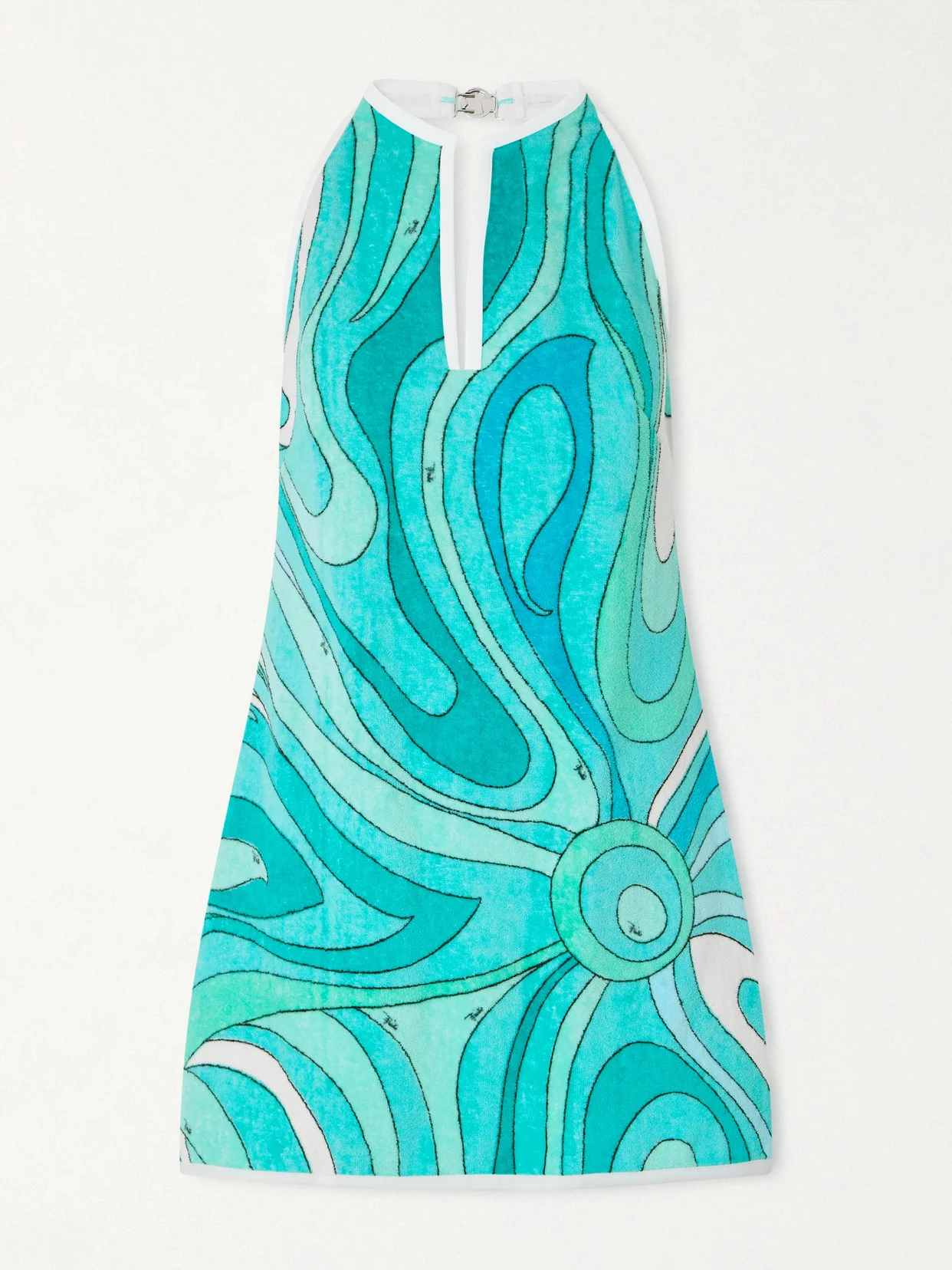 Printed Cotton-terry Halterneck Mini Dress - 1