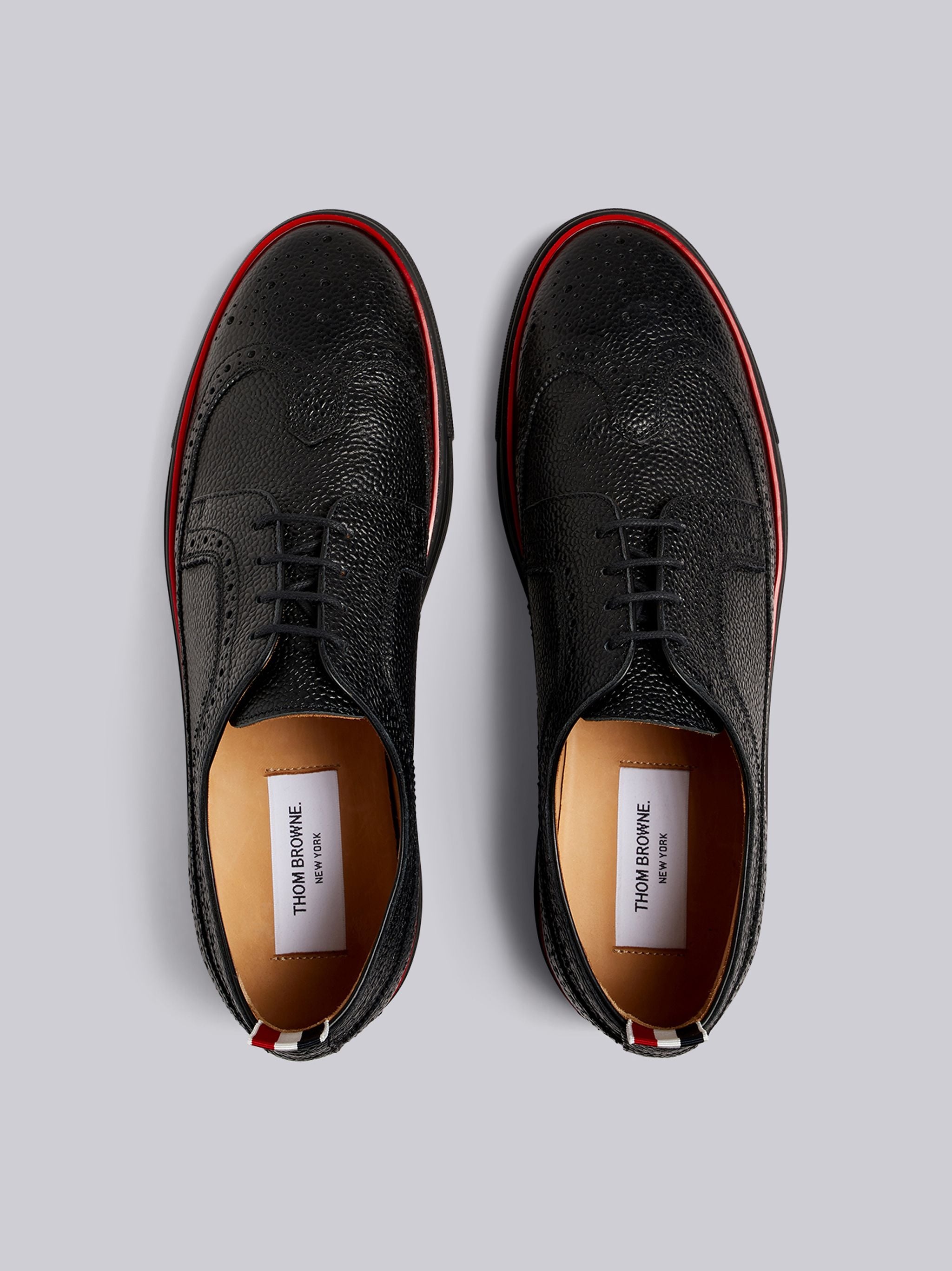 pebble-grain piped-trim brogues - 4