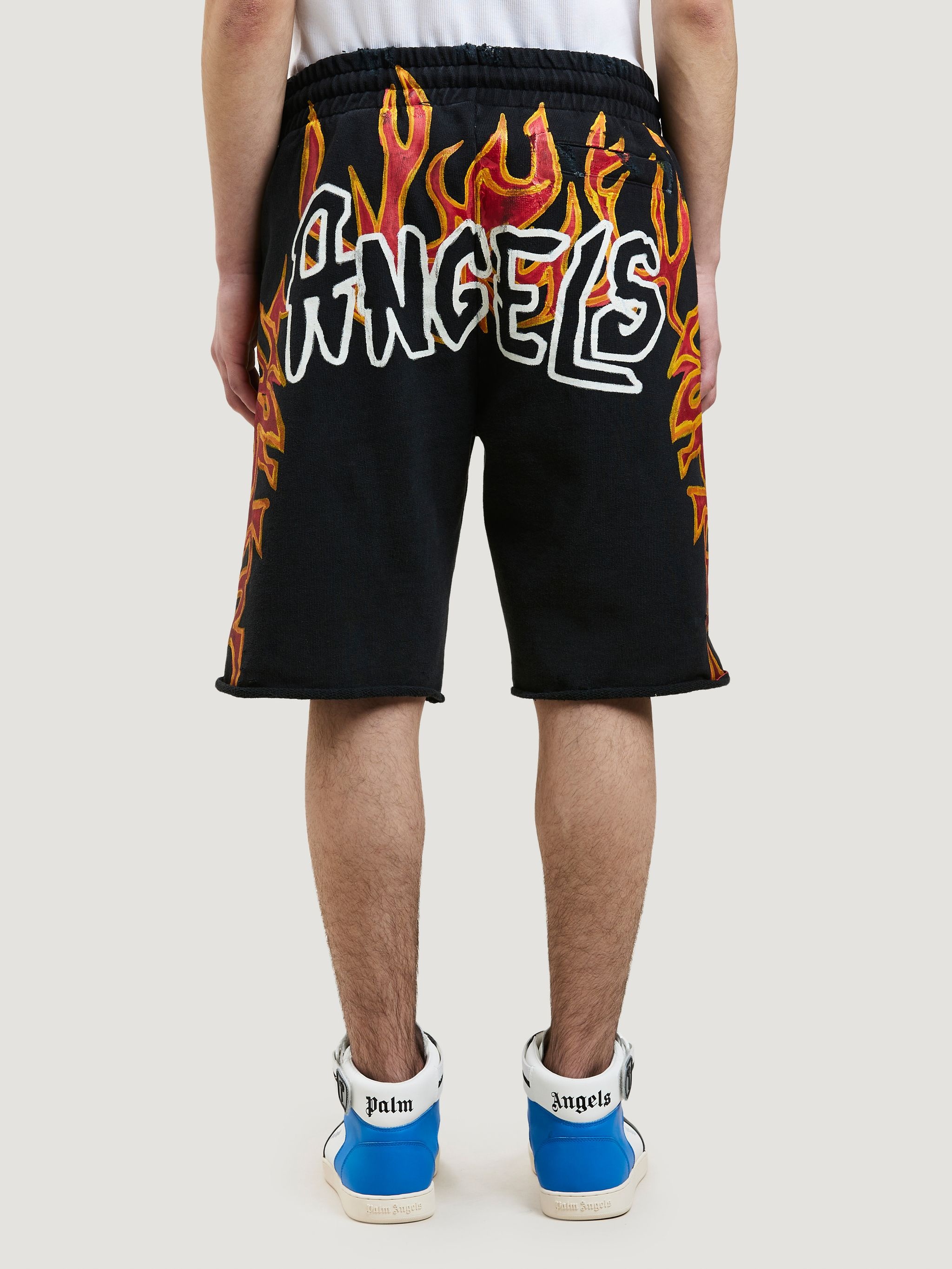 GARMENT DYE GRAFFITI FLAMES SWEATSHORTS - 5