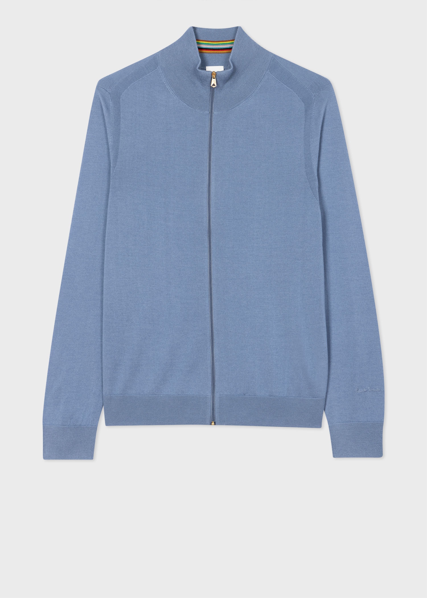 Light Blue Merino Wool Full Zip Cardigan - 1