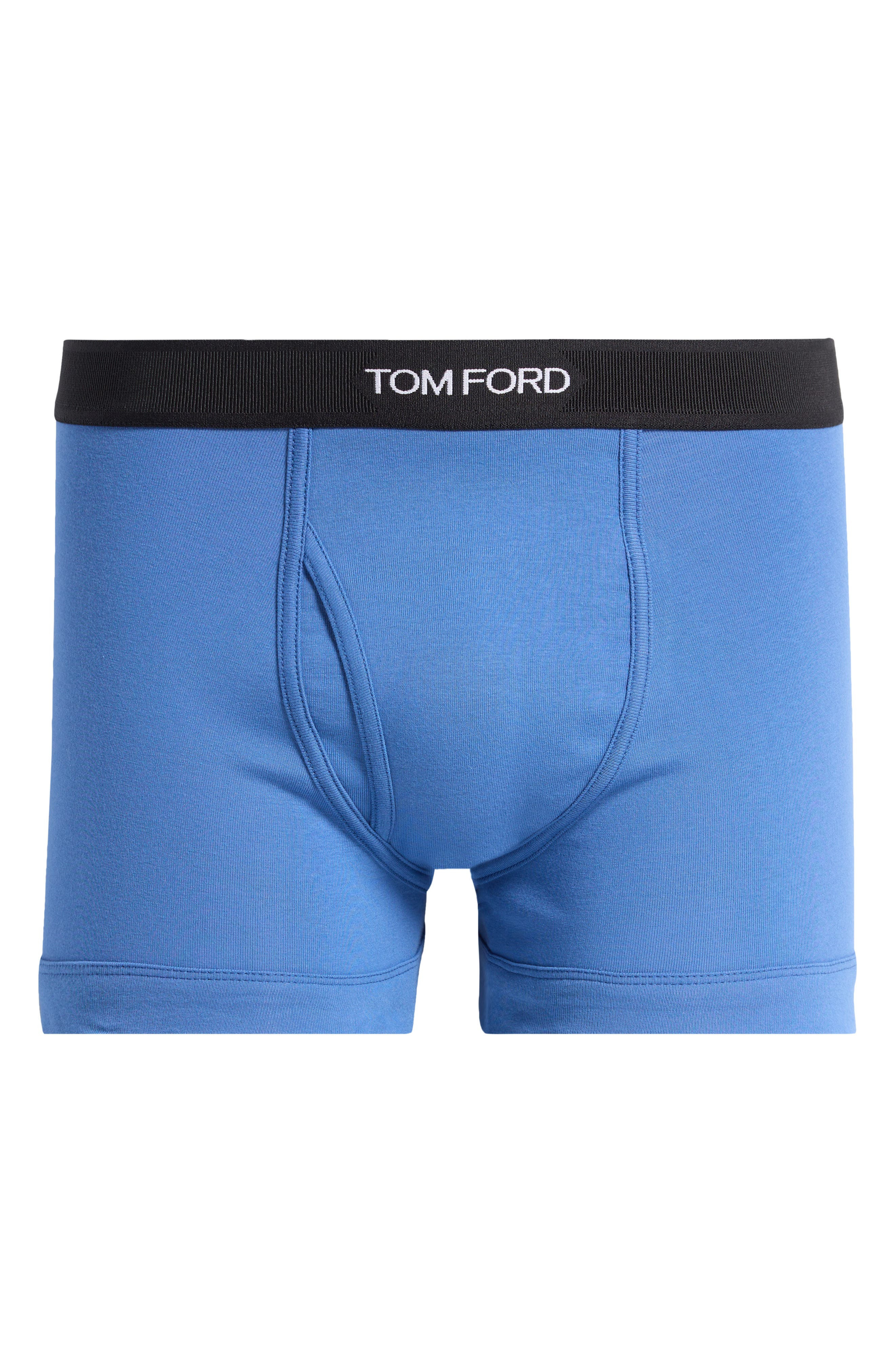 TOM FORD Cotton Stretch Jersey Boxer Briefs in Blue Navy Rigato at Nordstrom - 6