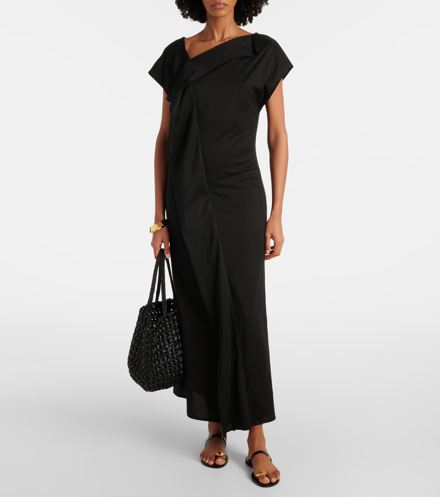Asymmetric draped midi dress - 2