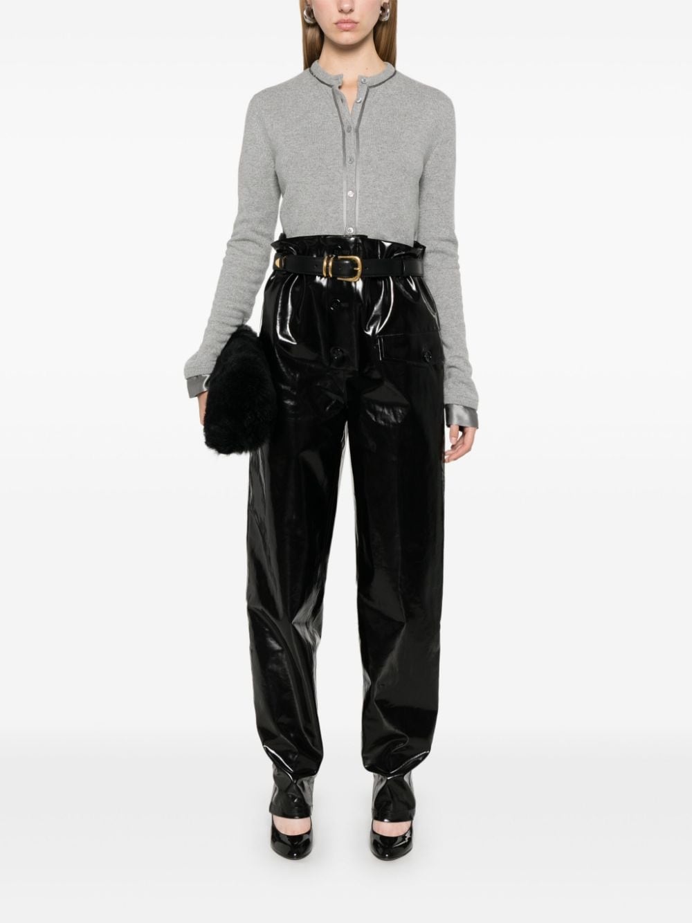 paperbag-waist coated trousers - 2