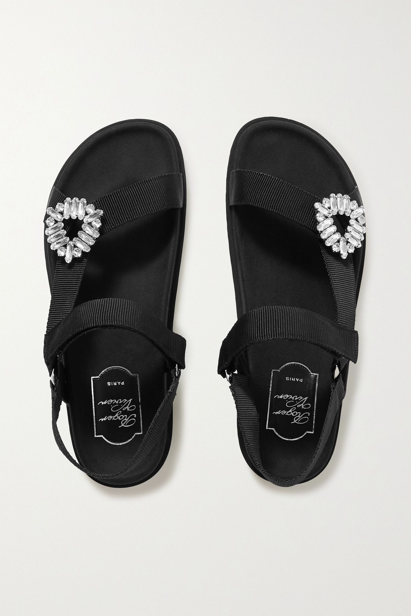 Slidy Espa crystal-embellished grosgrain and suede sandals - 6