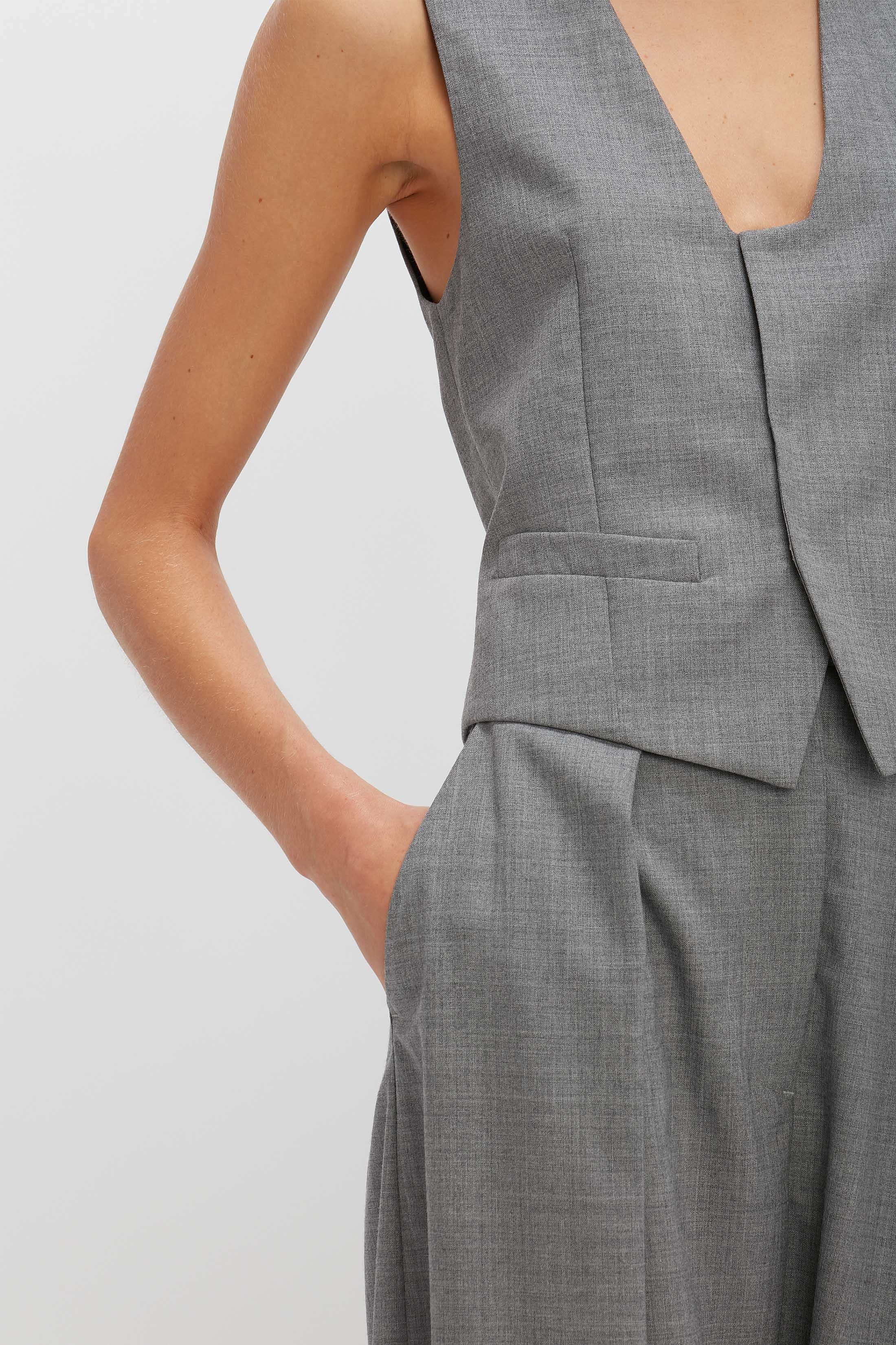 Tailored Waistcoat in Grey Melange - 6