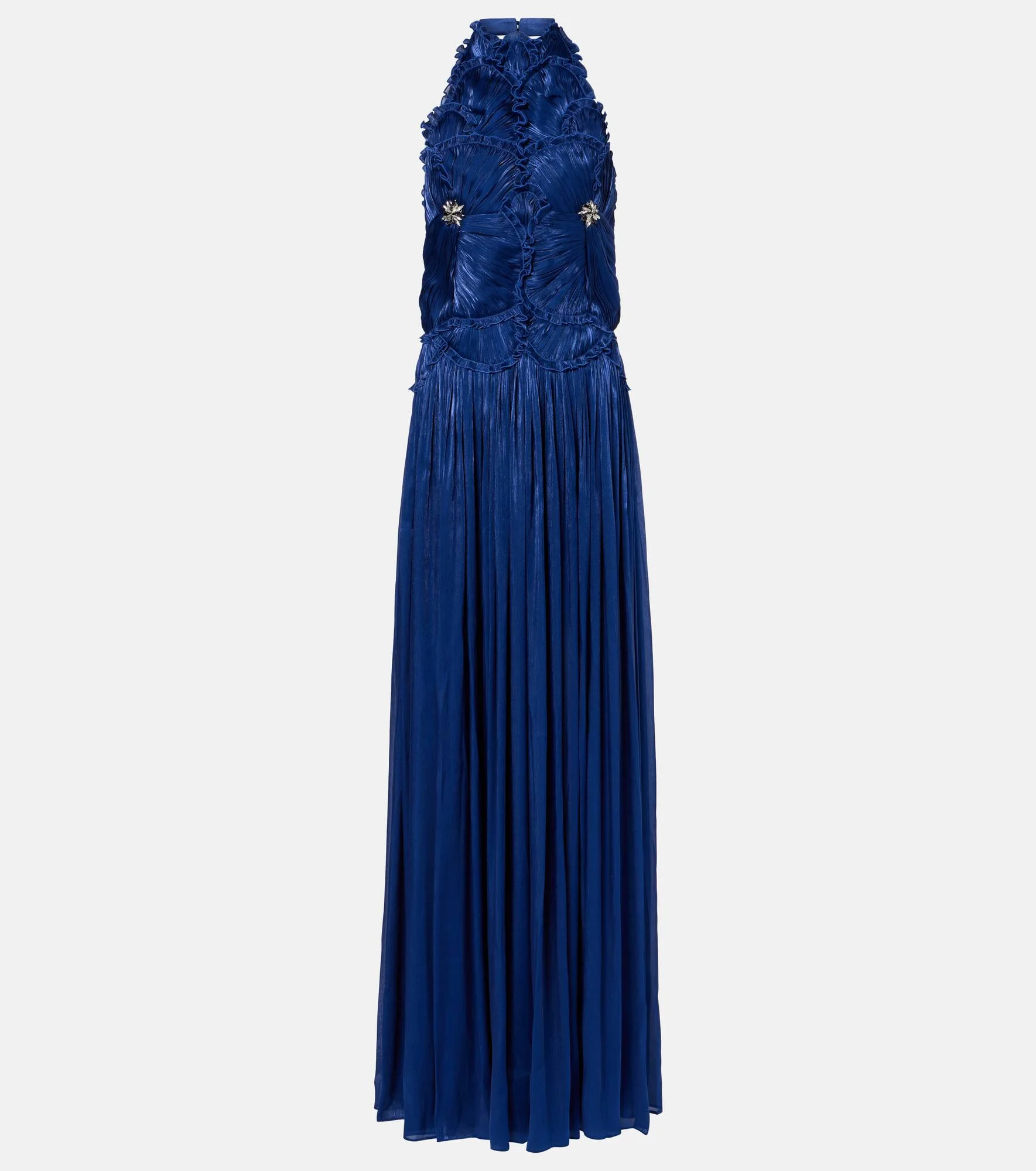 Ruched halterneck georgette gown - 1