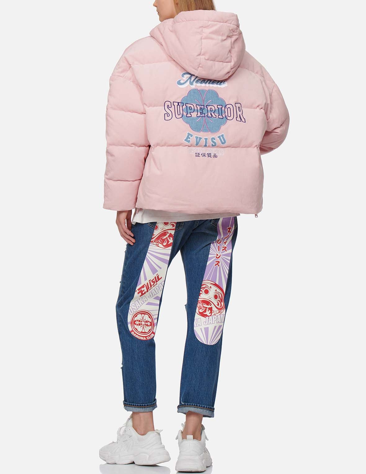 DENIM PATCHWORK CORDUROY DOWN JACKET - 5