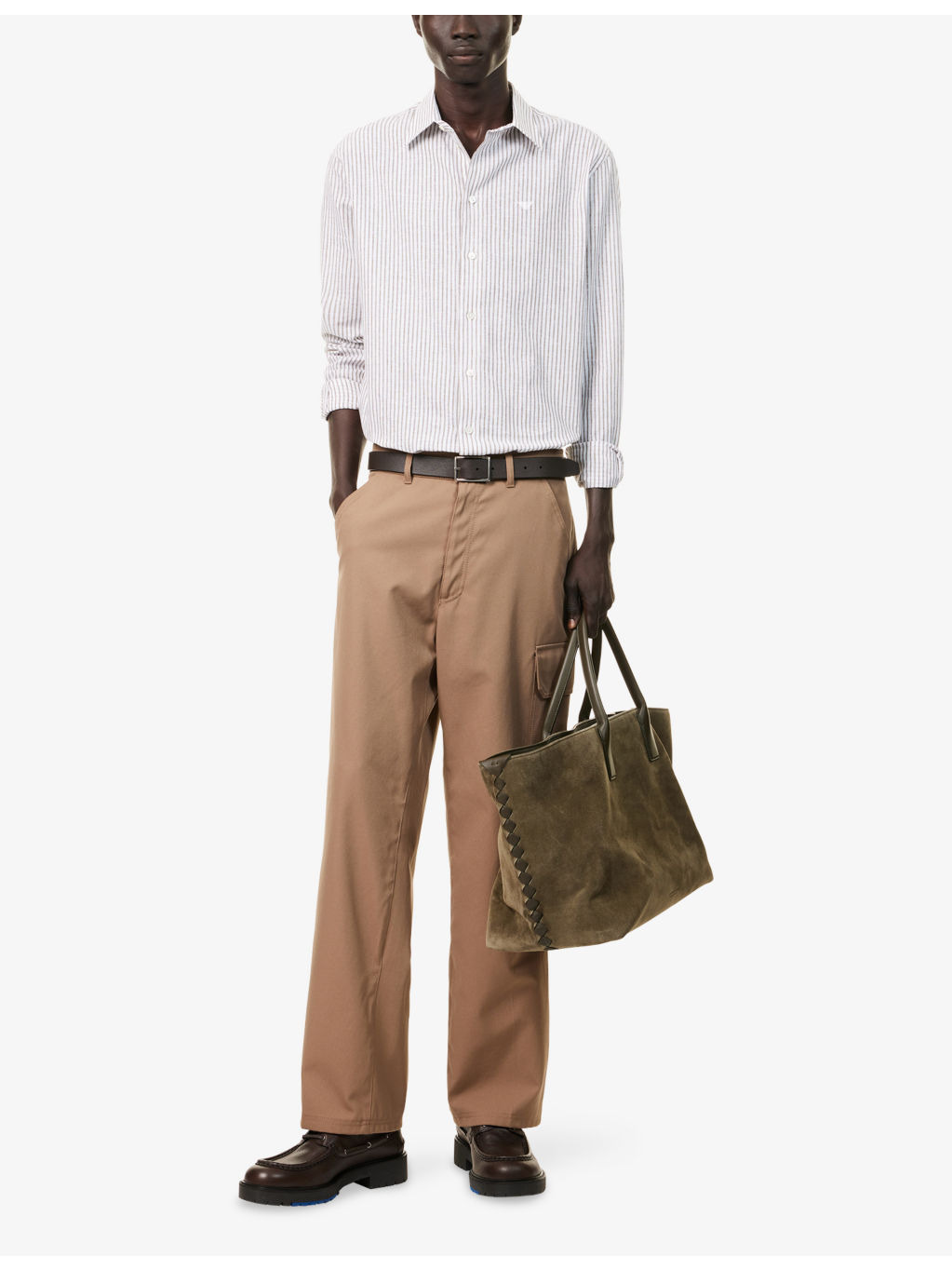 Striped Brand-Embroidery Linen And Cotton Shirt - 2