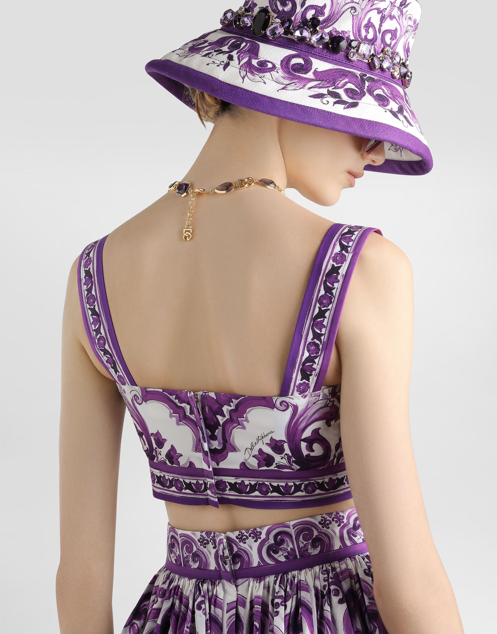 Majolica-print poplin top - 5