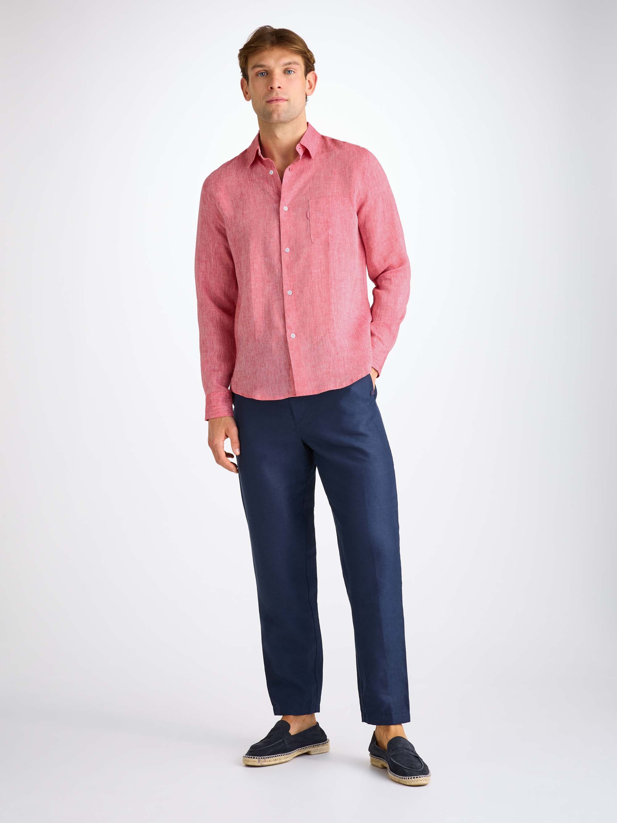 Men's Shirt Monaco Linen Red - 3