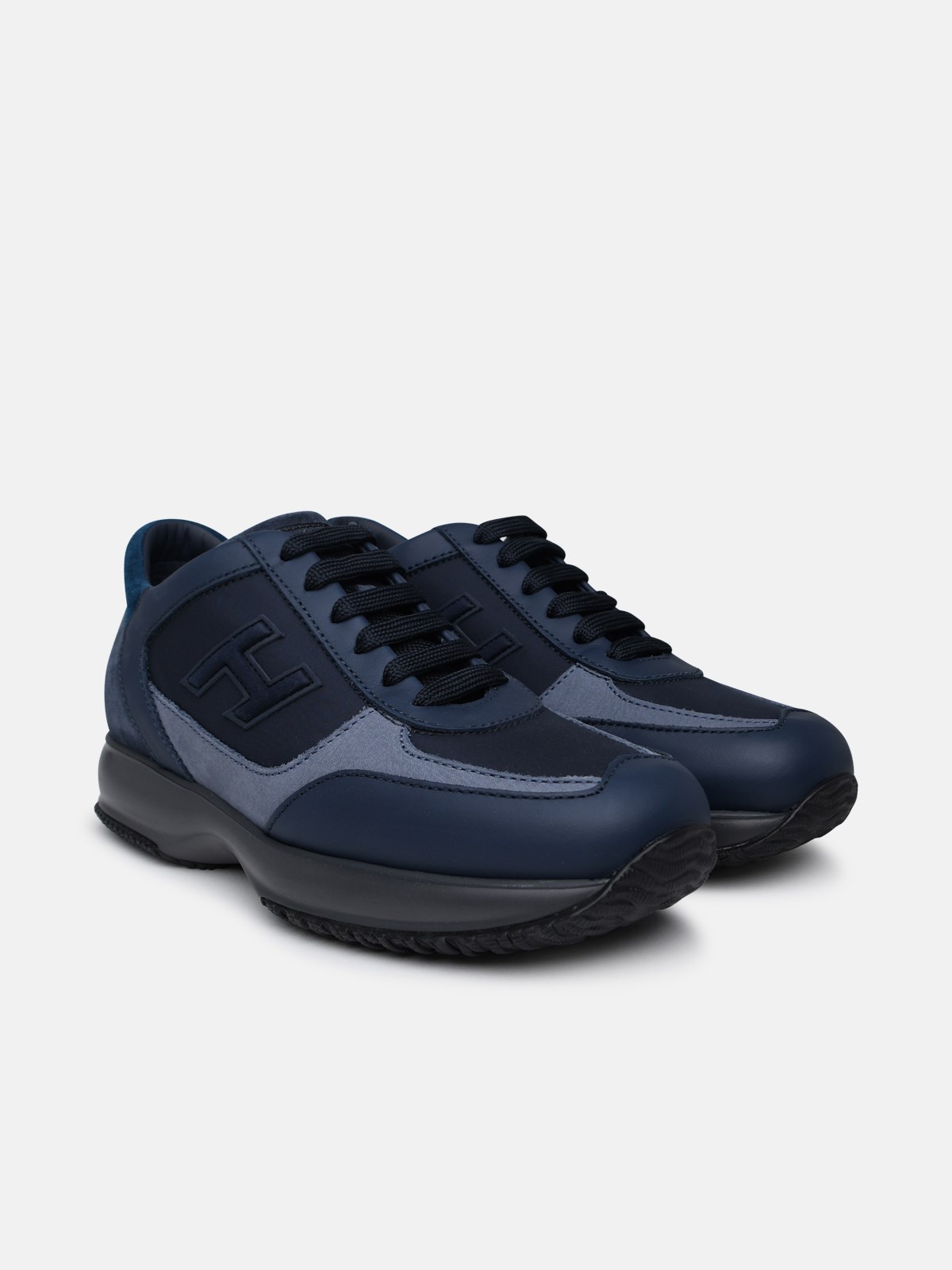 Blue leather sneakers - 2