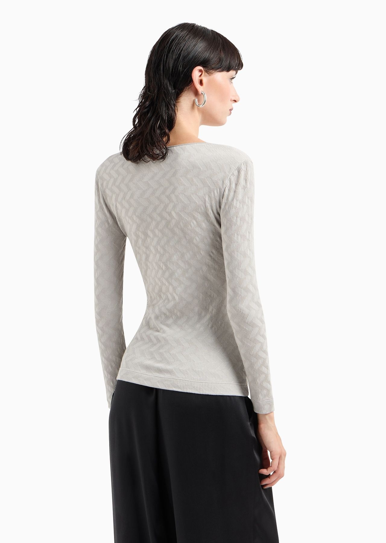 ASV crew-neck jumper in viscose and cashmere jacquard jersey - 3