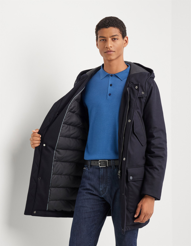 CARAMEL MIXED-MATERIAL ULTRALIGHT SUEDE BOMBER JACKET WITH KNIT INSERTS 203