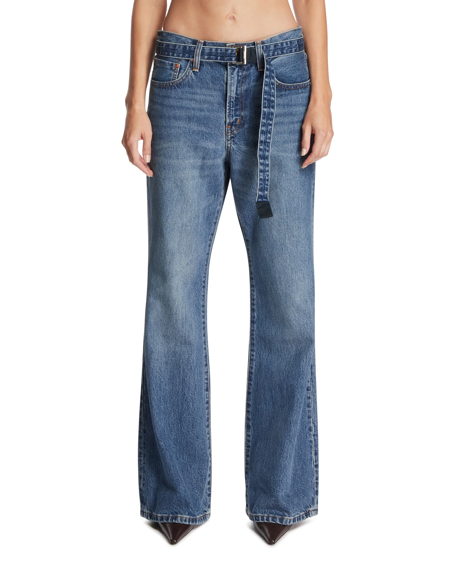 Levi's x Sacai Blue Belted Flare Jeans - 1