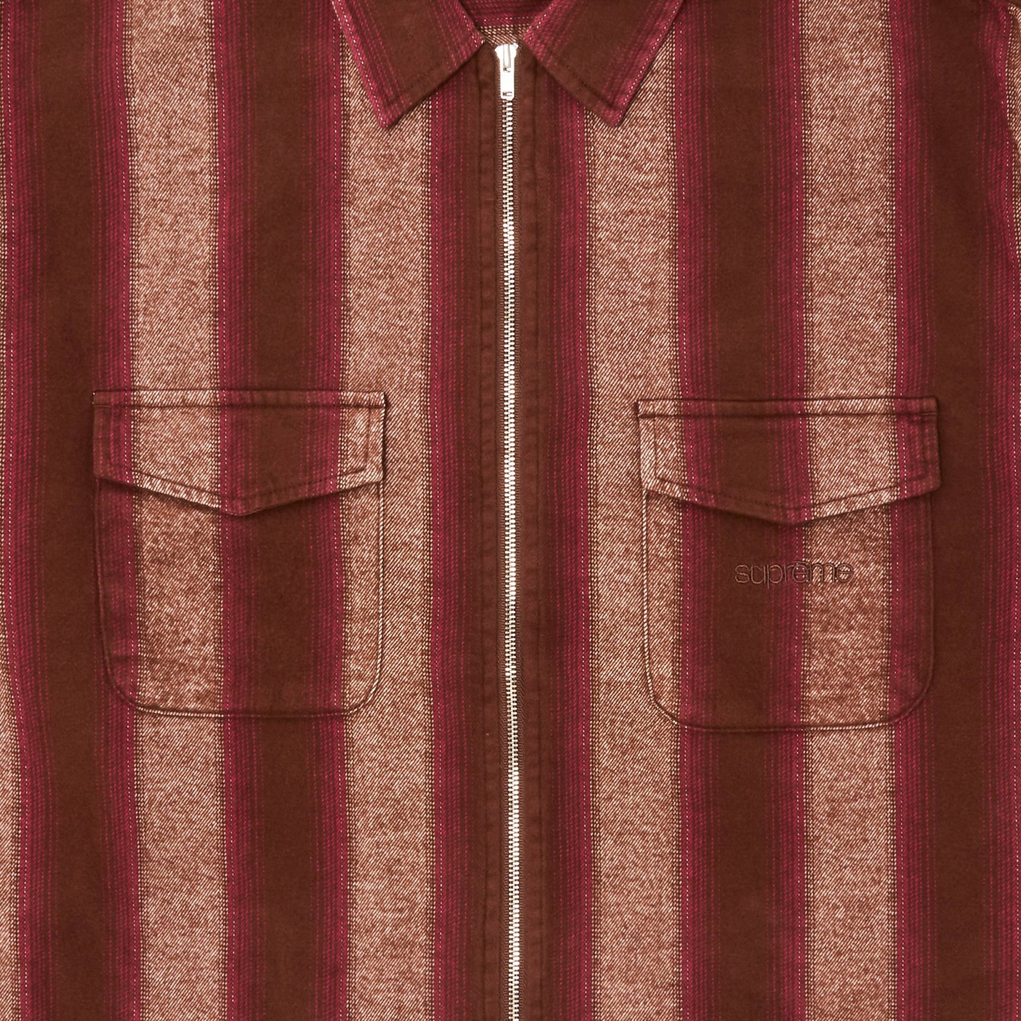 Supreme Supreme Stripe Flannel Zip Up Shirt 'Brown' | REVERSIBLE