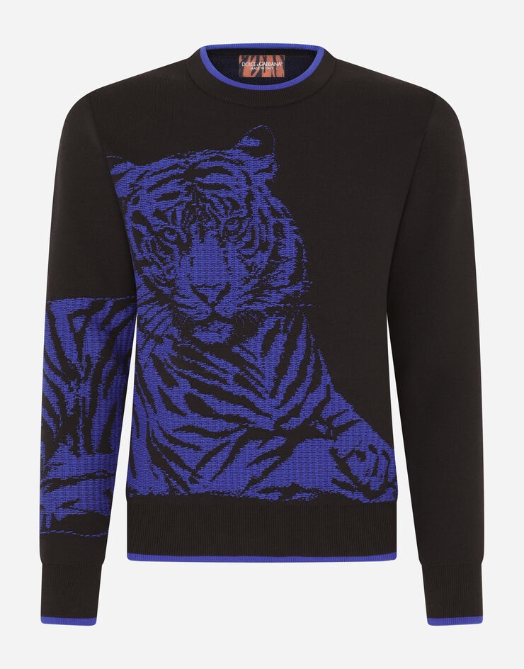 Round-neck tiger-design jacquard sweater - 3