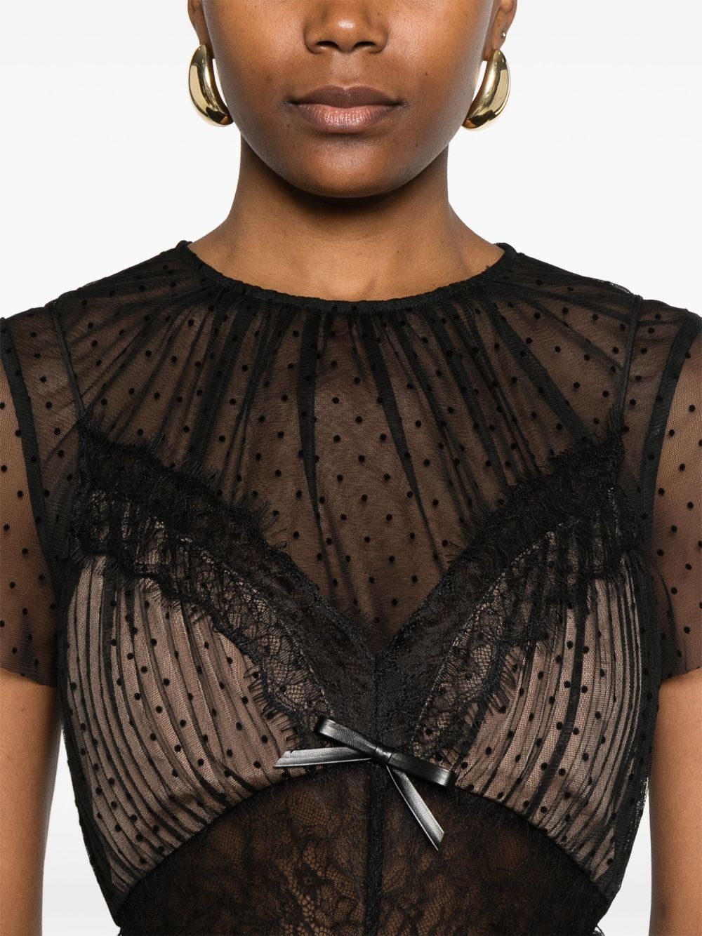 dot-pattern mesh mini dress - 5