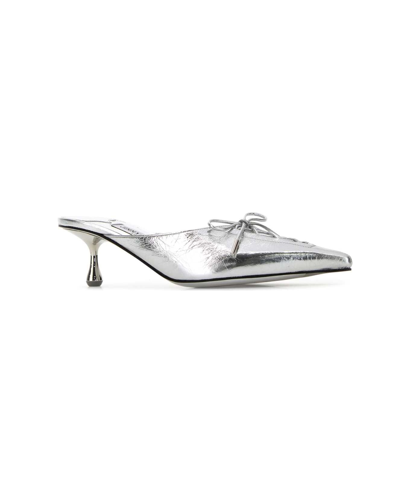 Silver Leather Scarlett Mules - 2